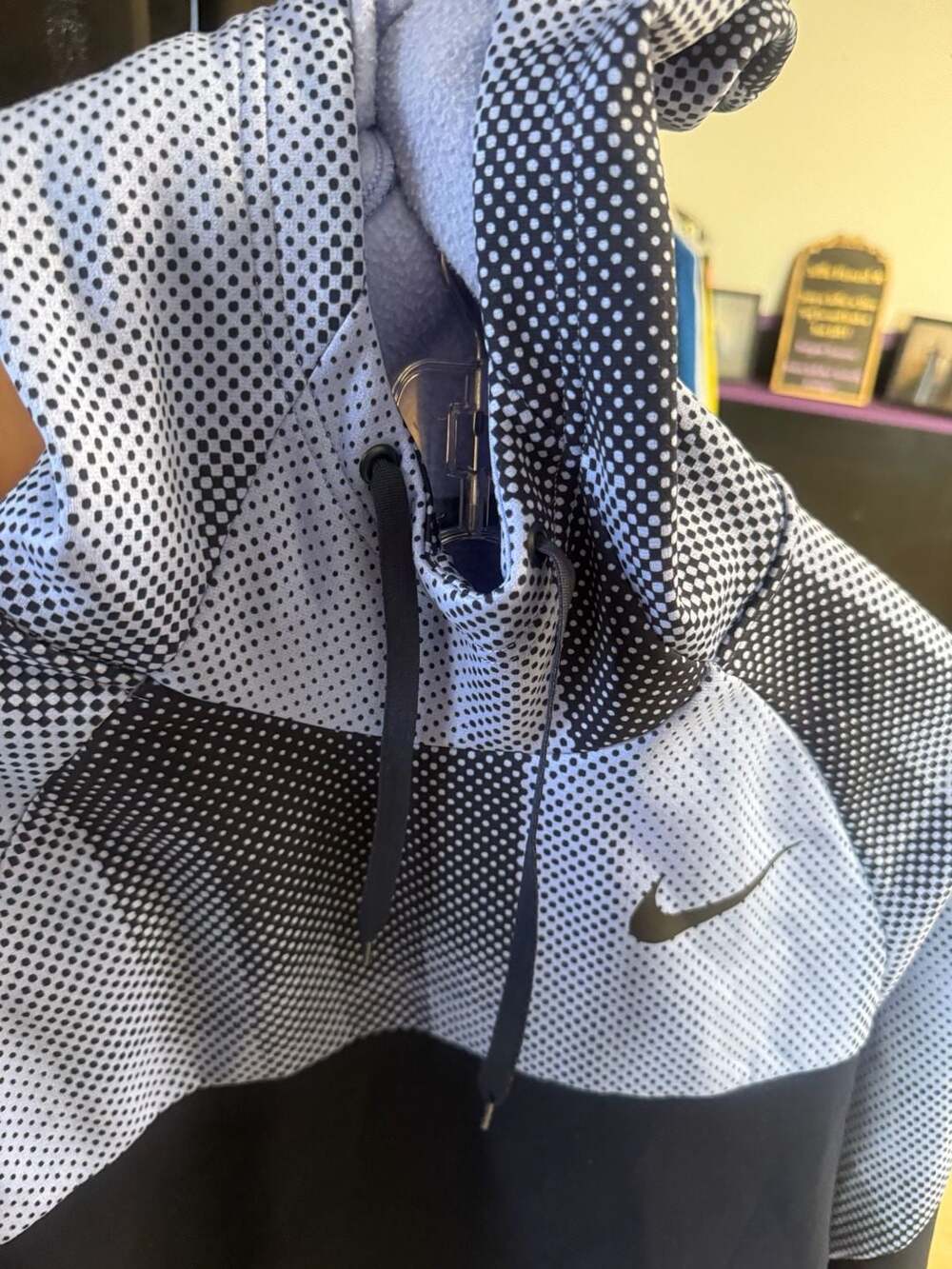 Mens Nike Dri-Fit Gray White Marled Hoodie Pullover Sweatshirt L